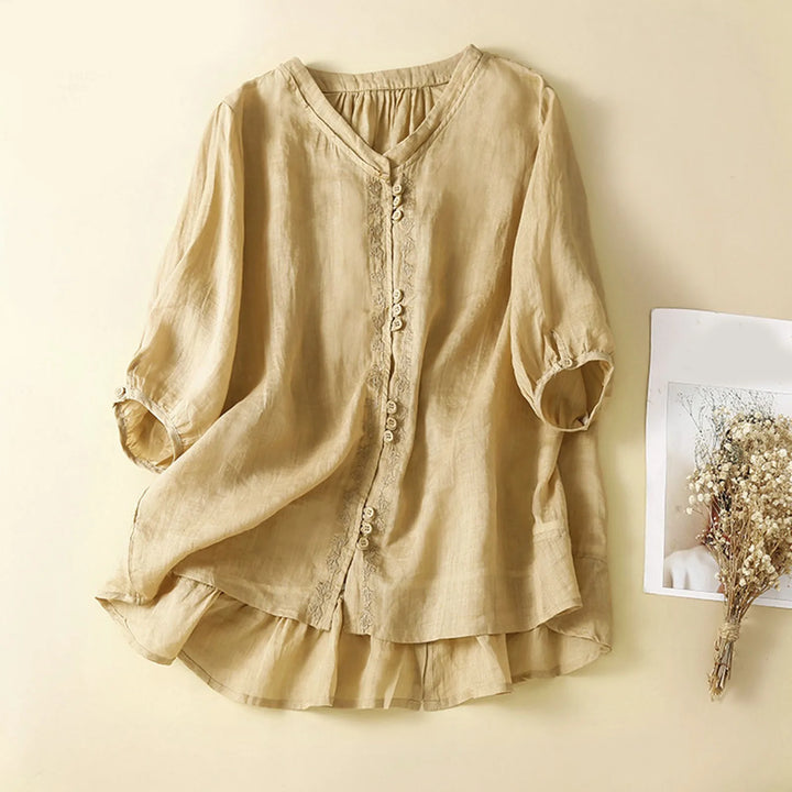 Amelia V-Neck Linen Top