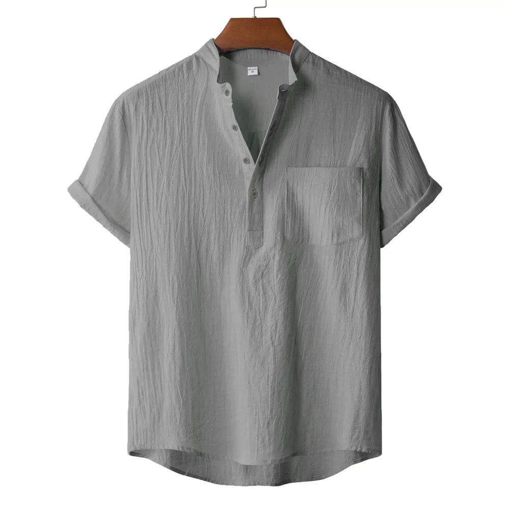 Micheal Linen Henley Hawaii Shirt
