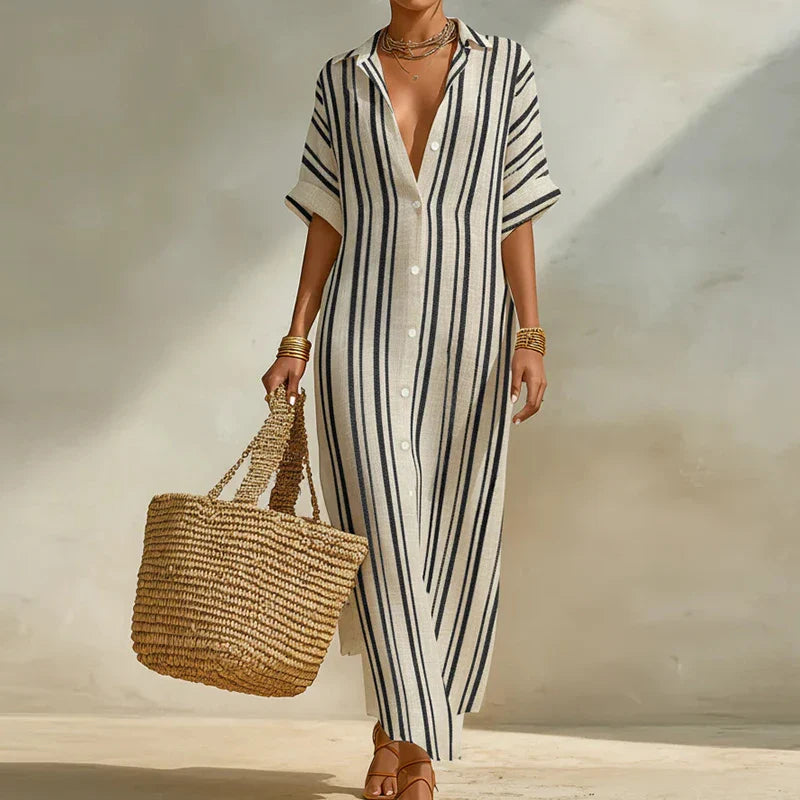 Andrea Linen Long Shirt Dress