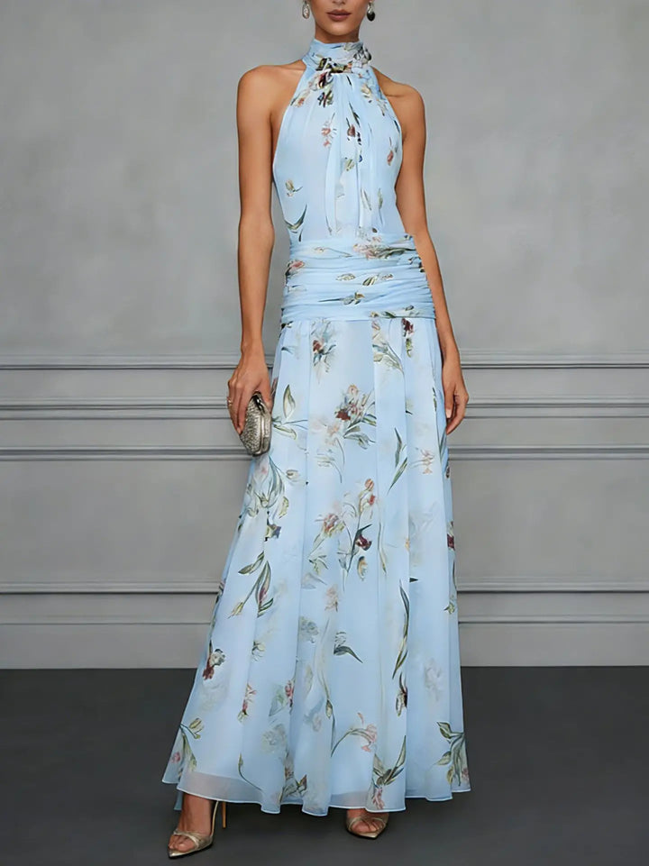 Valencia Floral Halter Wedding Guest Dress