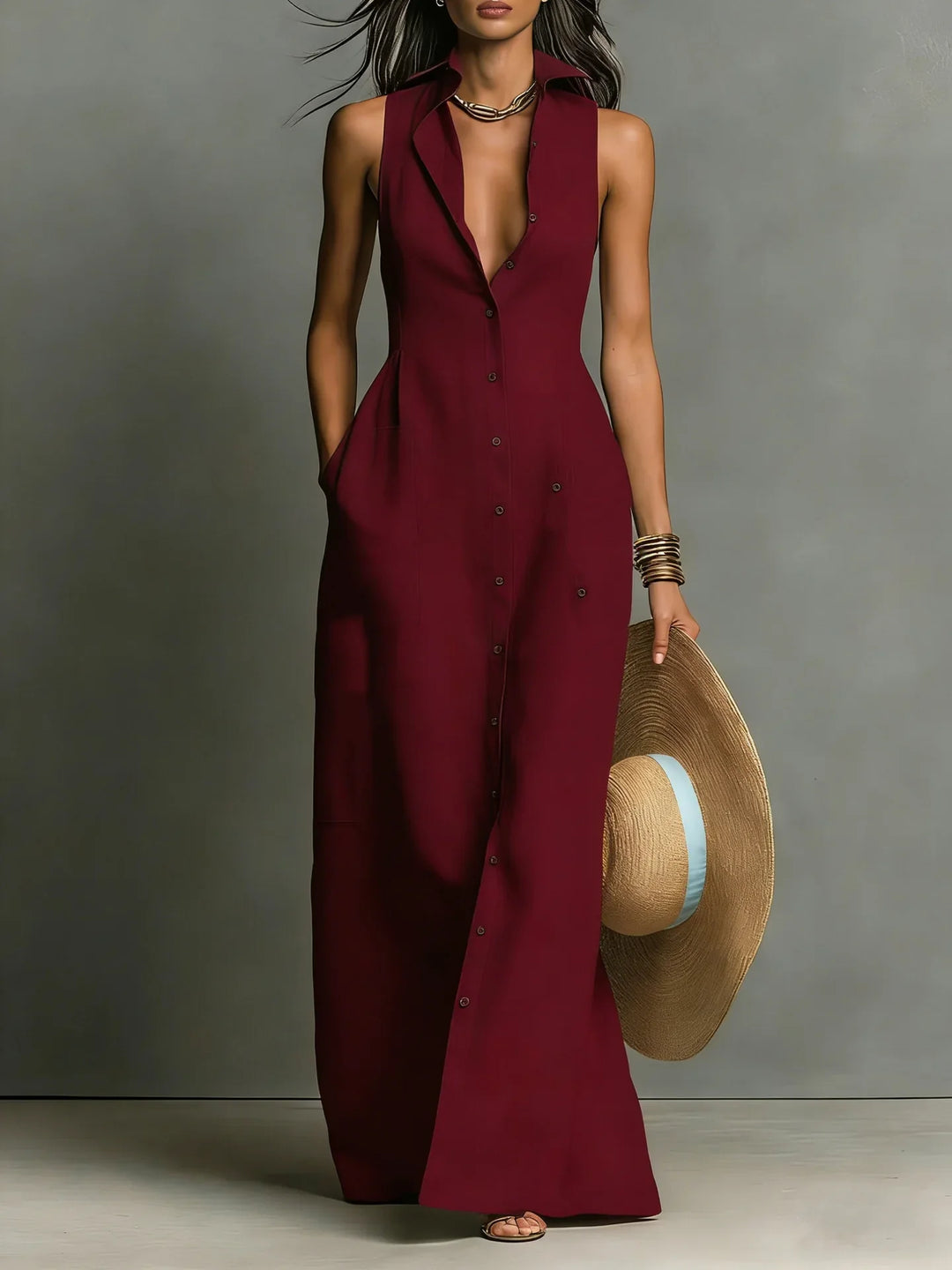 Angela Elegant Lapel Shirt Dress
