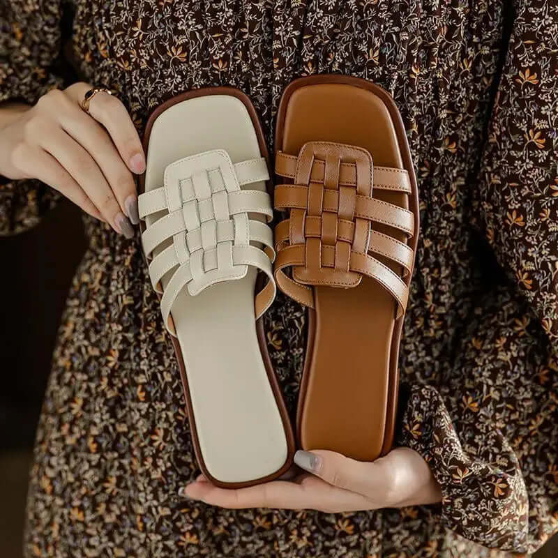 Avalon Leather Slip on Slides