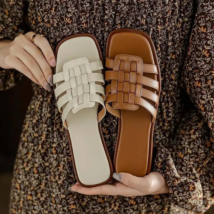 Avalon Leather Slip on Slides