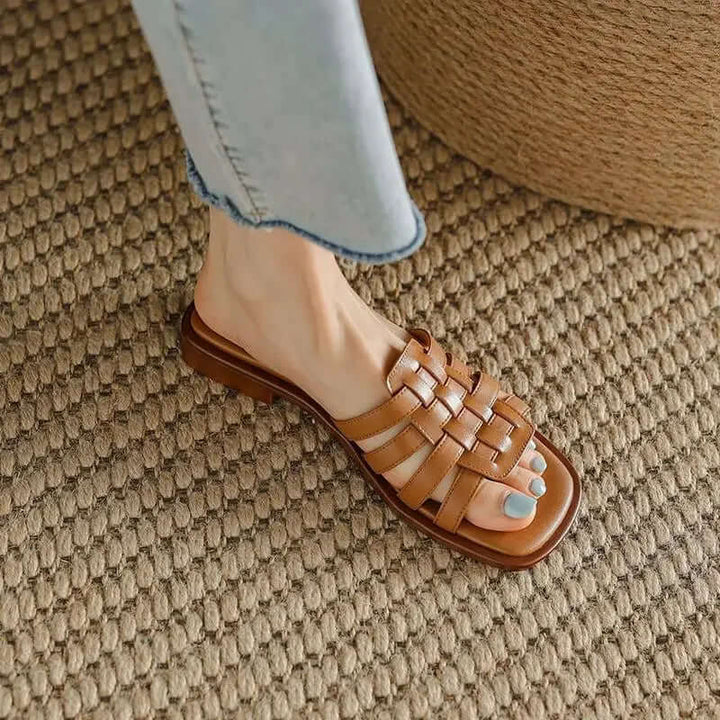 Avalon Leather Slip on Slides