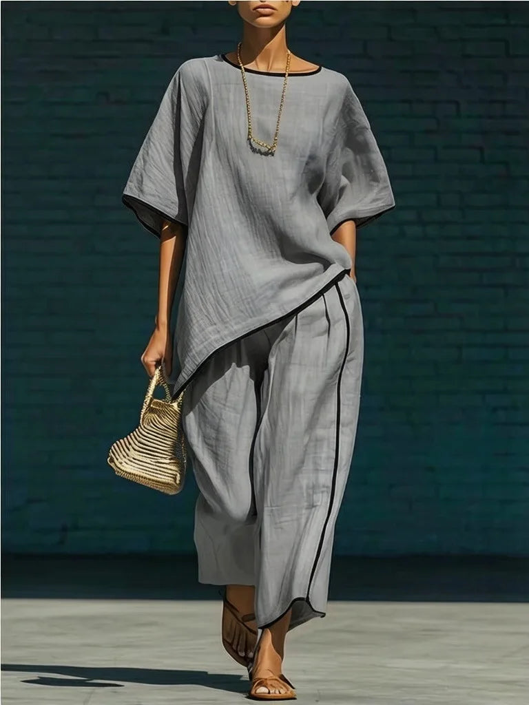 Cassidy Linen Blend Cropped Pant Set