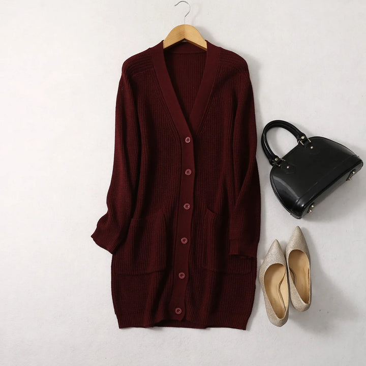Monique V-Neck Long Cashmere Cardigan
