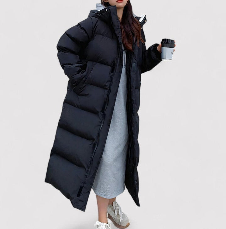 Jules Long Black Hooded Puffer Parka Jacket