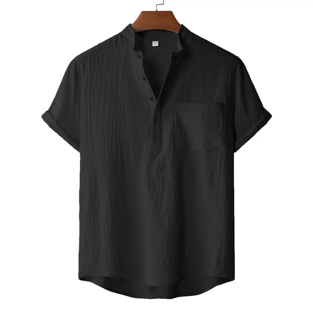 Micheal Linen Henley Hawaii Shirt