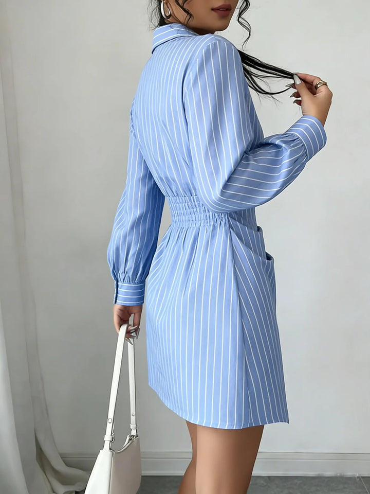 Malinda V Neck Ruched Midi Dress