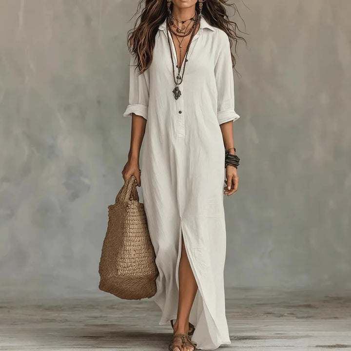 Sadona Linen Long Shirt Dress