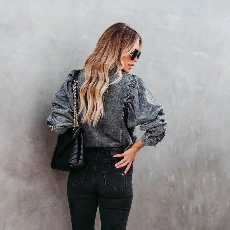 Pandra Vintage Puff Denim Shirt