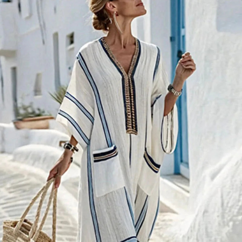 Harper Striped Kaftan Dress