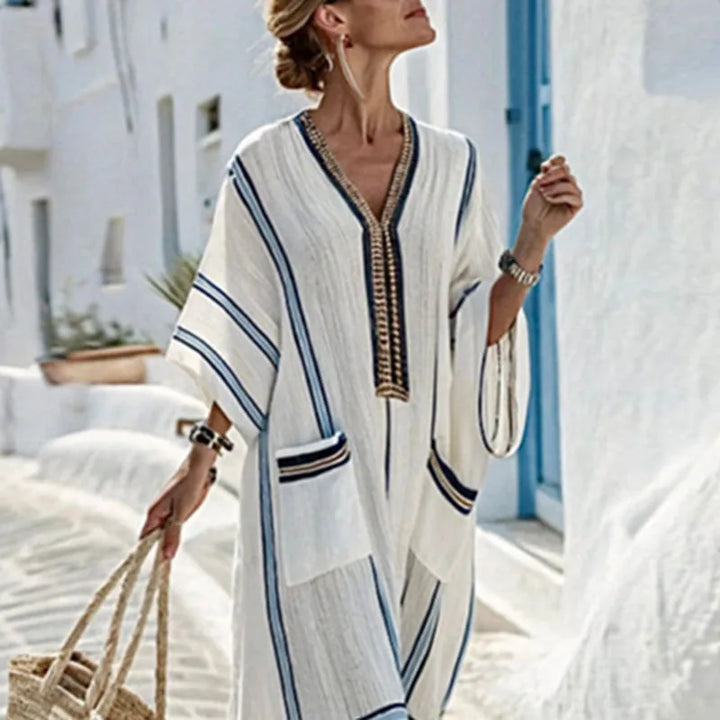 Harper Striped Kaftan Dress