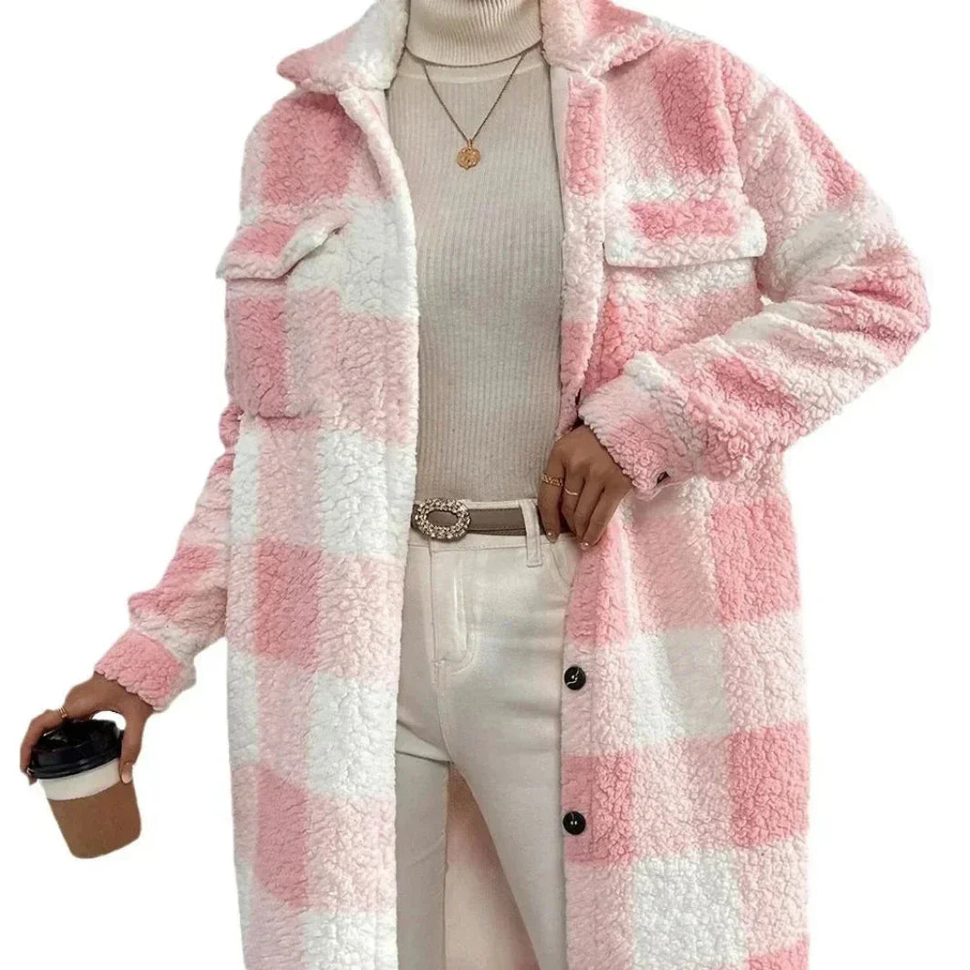 Sabrina  Women's Long Plaid Trench Coat