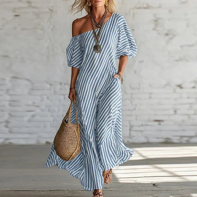 Delila One Shoulder Puff Sleeve Dress