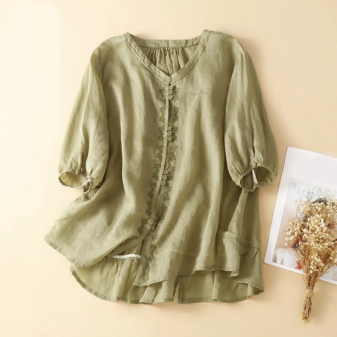 Amelia V-Neck Linen Top
