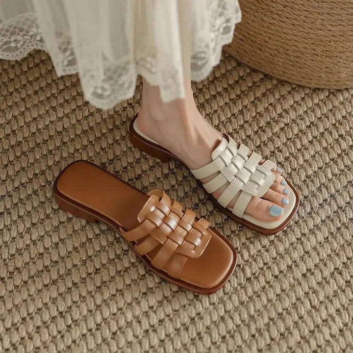 Avalon Leather Slip on Slides