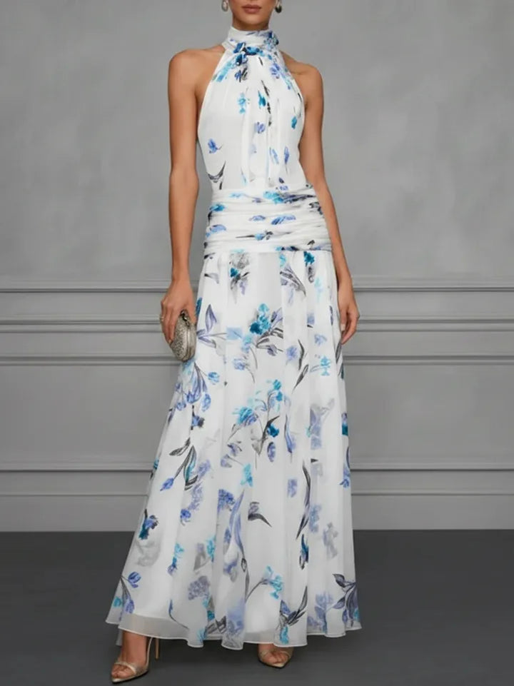 Valencia Floral Halter Wedding Guest Dress