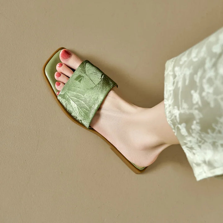 Orlinda Floral Embossed Square Toe Sandals
