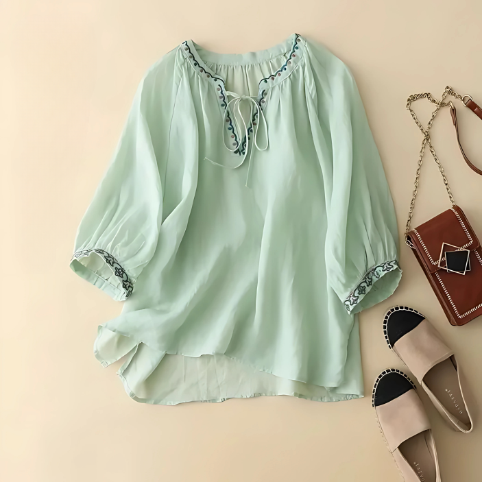Aurelia V -Neck Embroidered Blouse