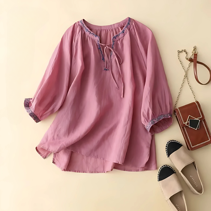 Aurelia V -Neck Embroidered Blouse