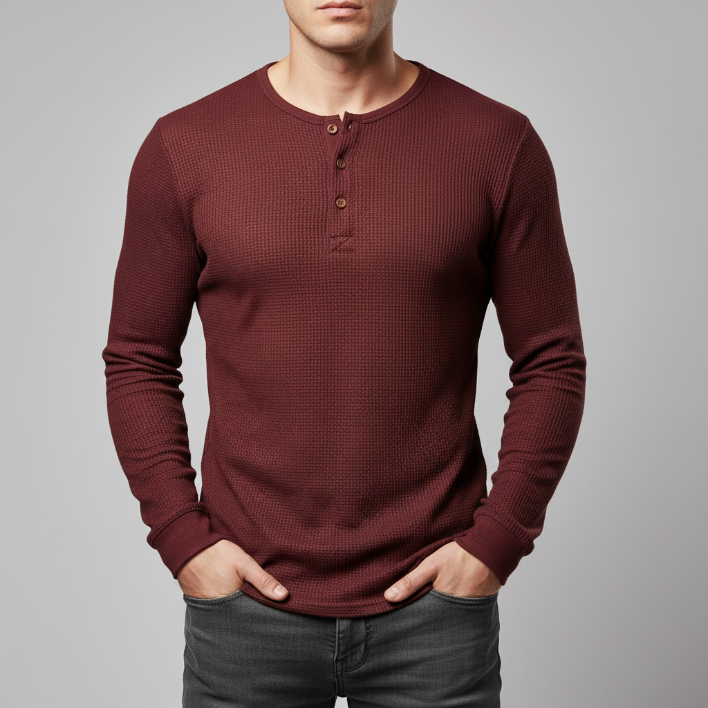 Henley Long Sleeve Neckline Shirt