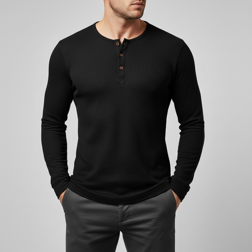 Henley Long Sleeve Neckline Shirt