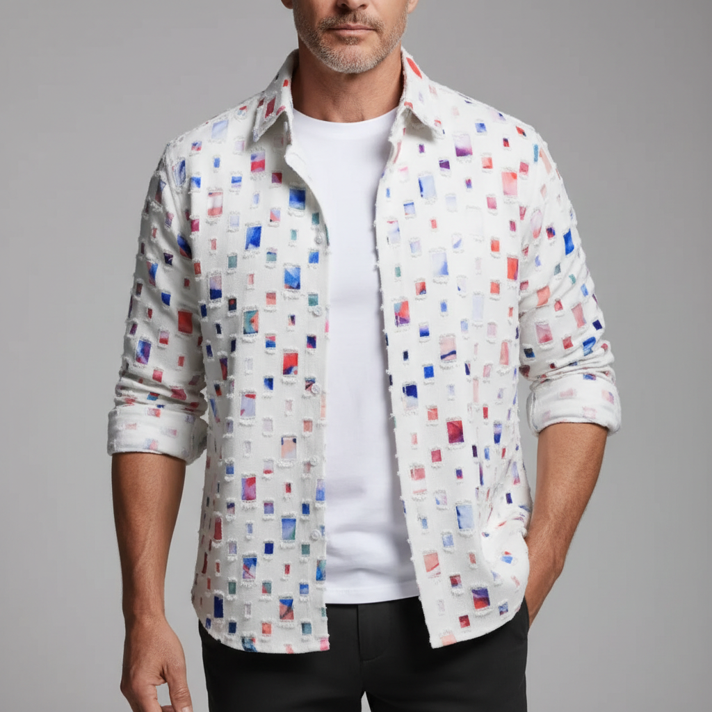 Mosaic Cotton Grid Shirt