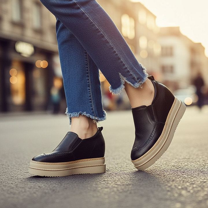 Ruby Leather Platform Wedge Sneakers