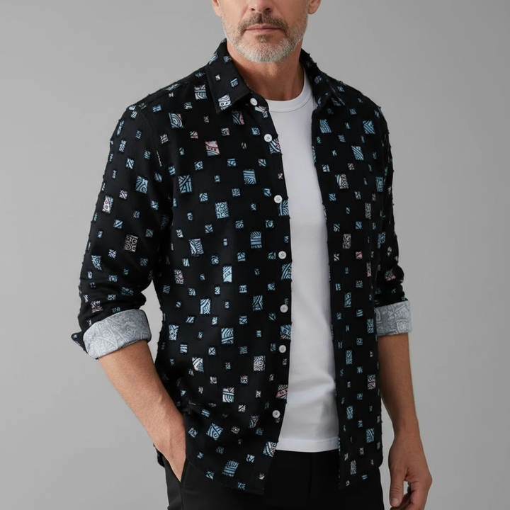 Mosaic Cotton Grid Shirt