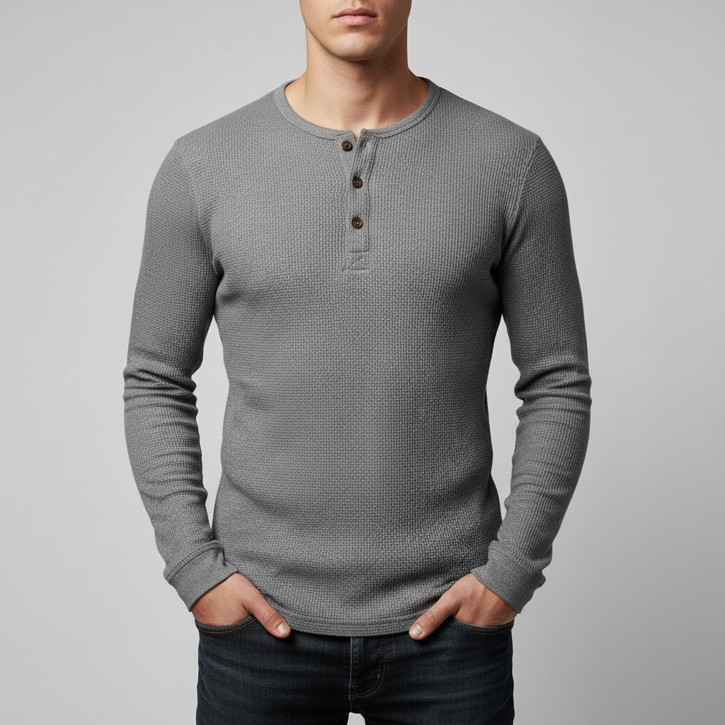 Henley Long Sleeve Neckline Shirt