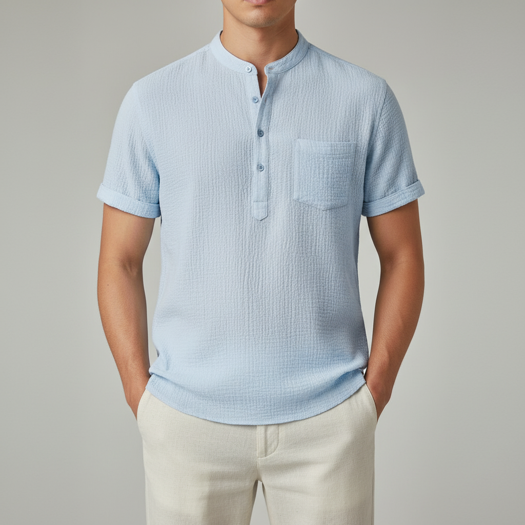 Micheal Linen Henley Hawaii Shirt
