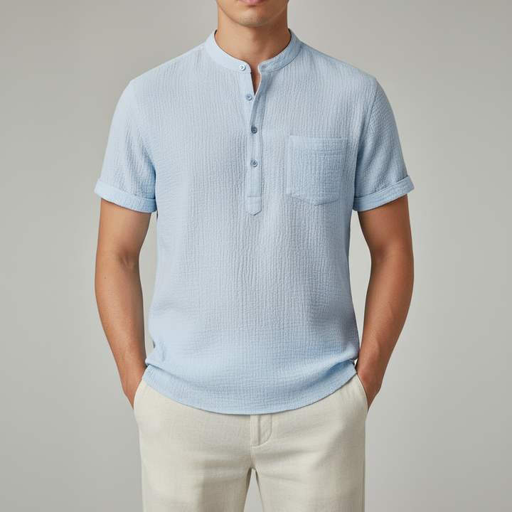 Micheal Linen Henley Hawaii Shirt