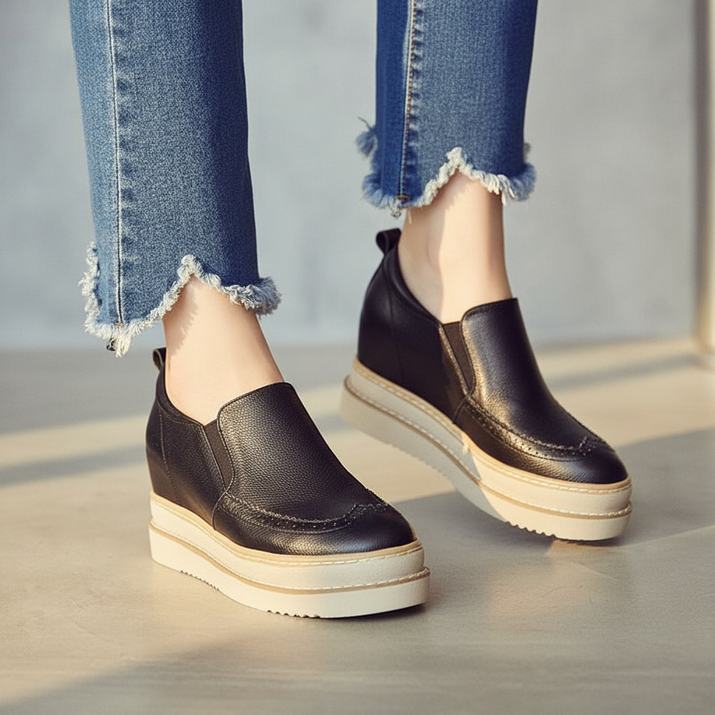 Ruby Leather Platform Wedge Sneakers