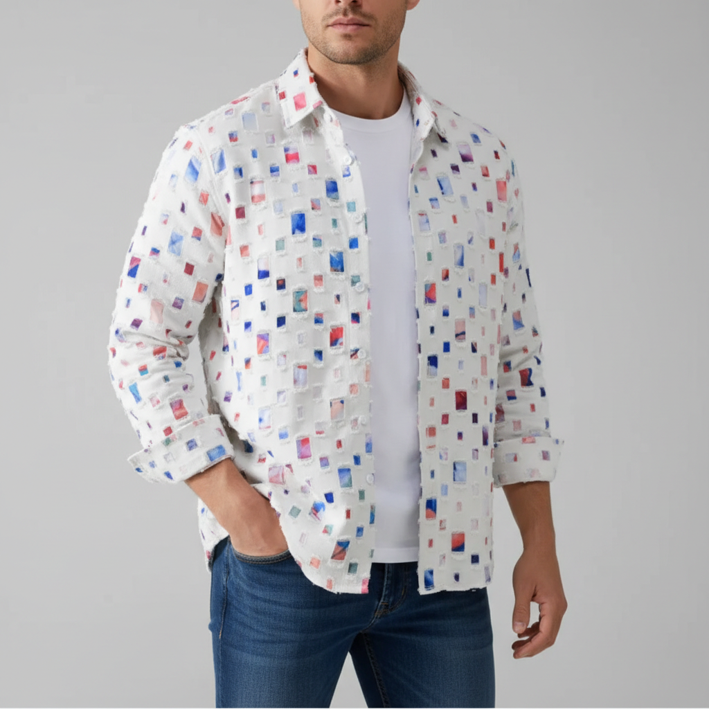 Mosaic Cotton Grid Shirt