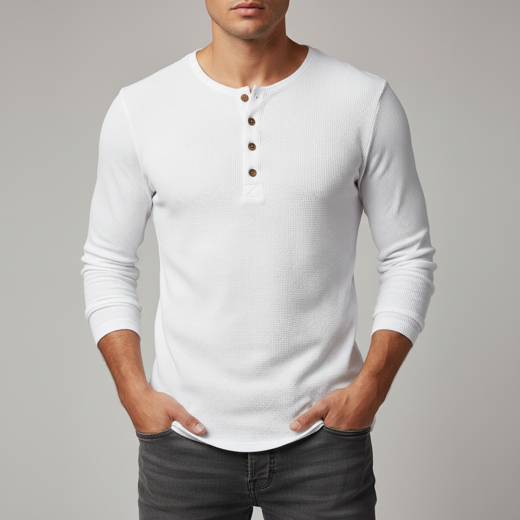 Henley Long Sleeve Neckline Shirt