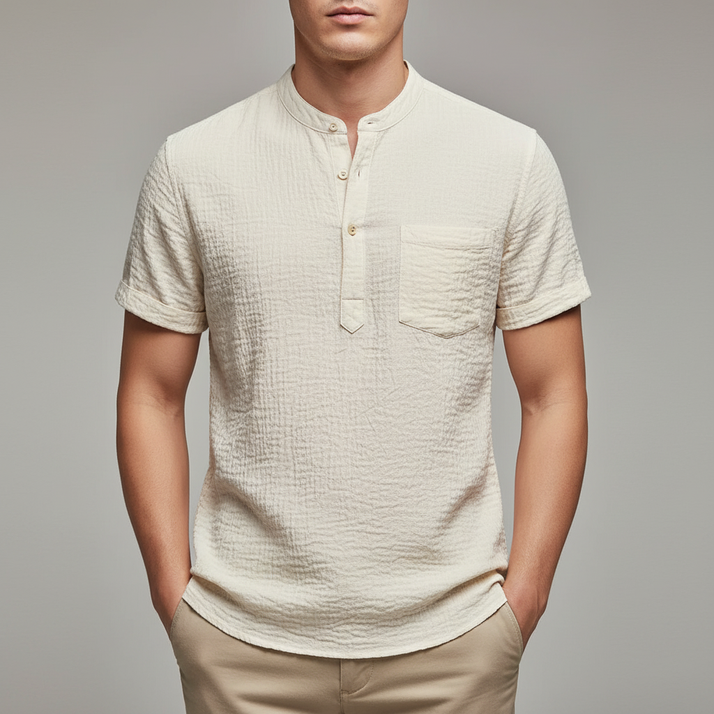 Micheal Linen Henley Hawaii Shirt