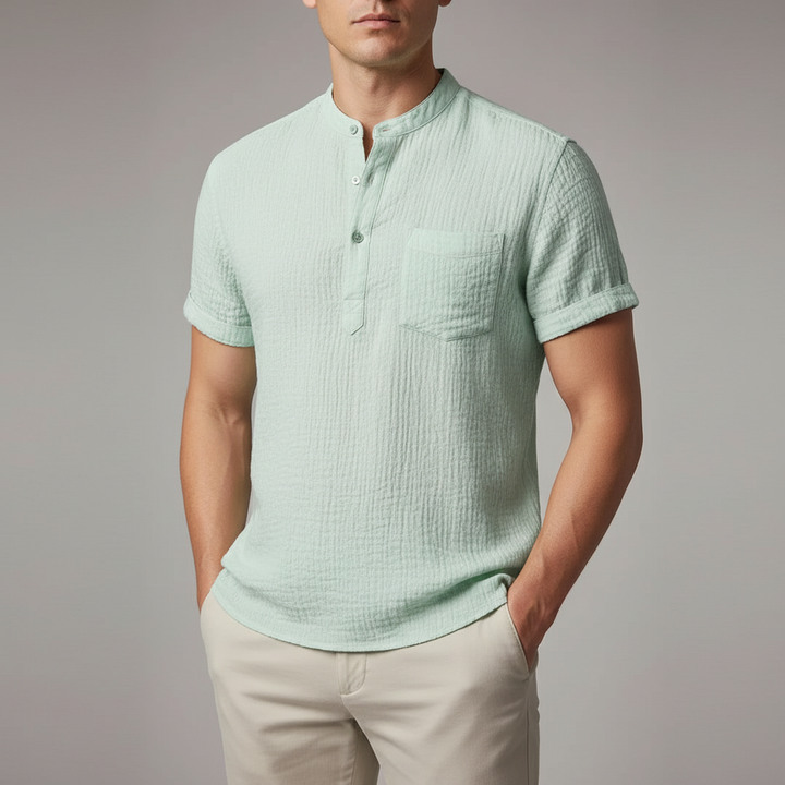 Micheal Linen Henley Hawaii Shirt