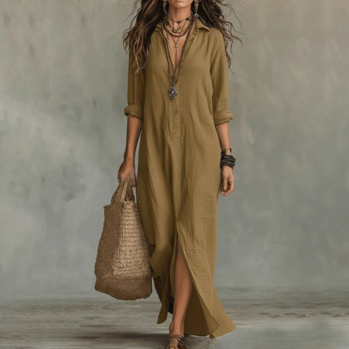 Sadona Linen Long Shirt Dress