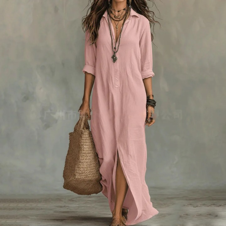 Sadona Linen Long Shirt Dress