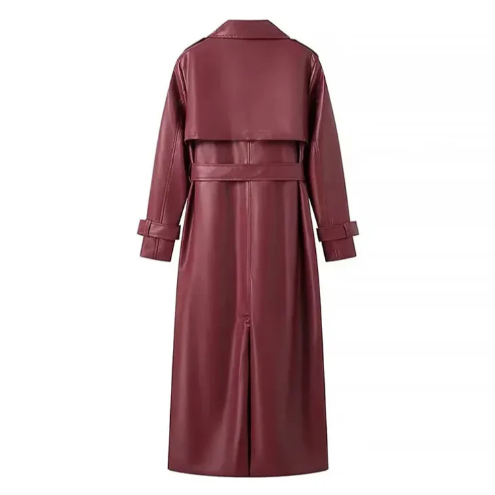 Marget Women's Leather Belted Coat