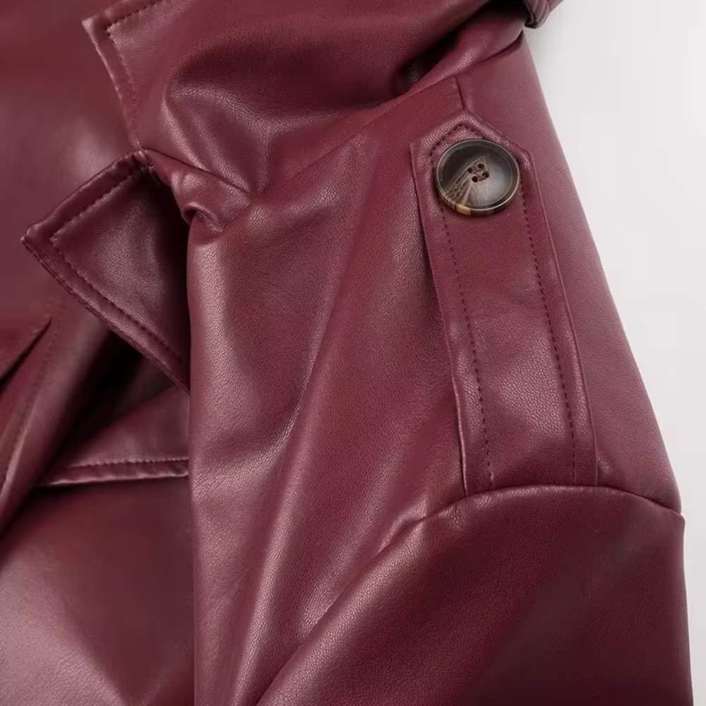 Marget Women's Leather Belted Coat