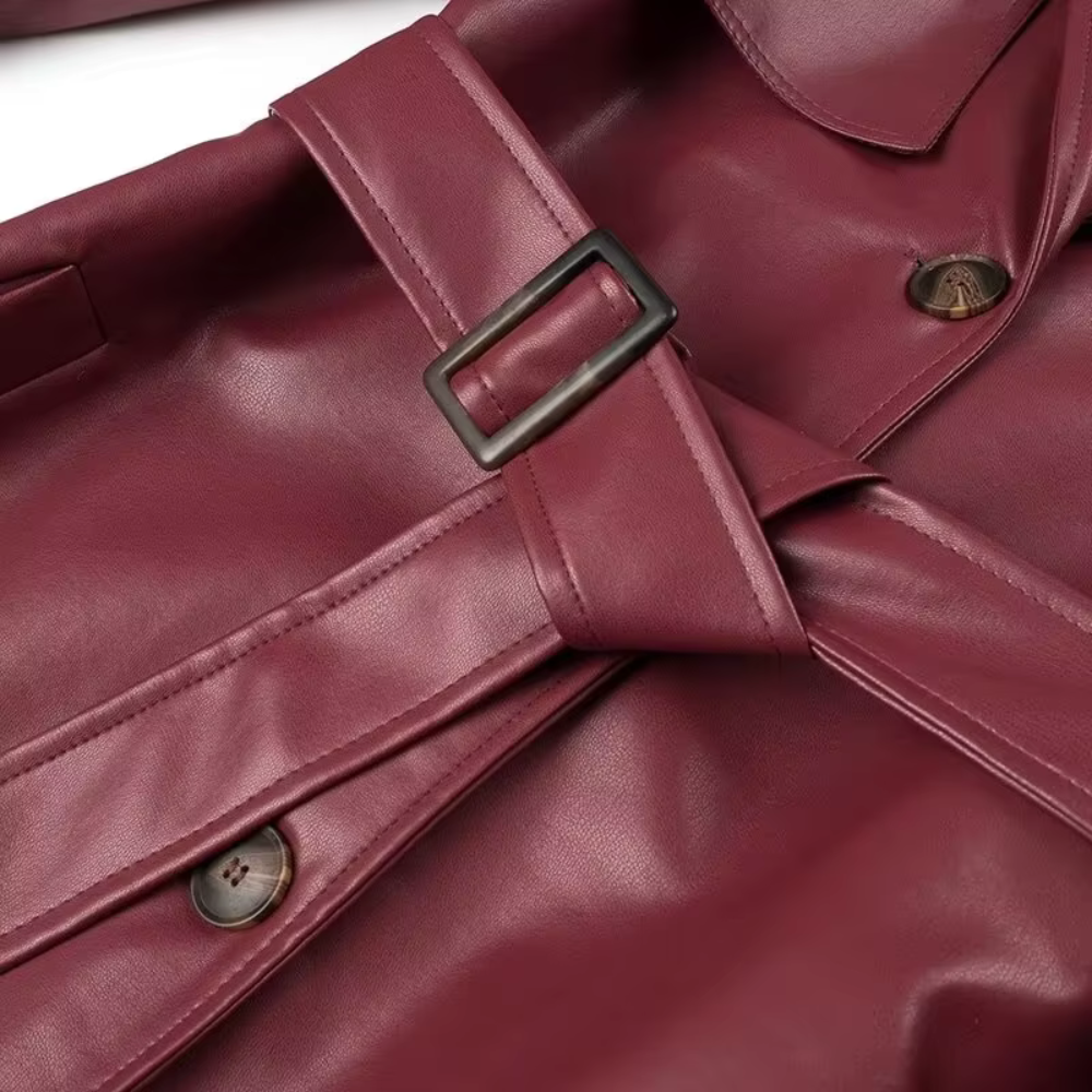 Marget Women's Leather Belted Coat