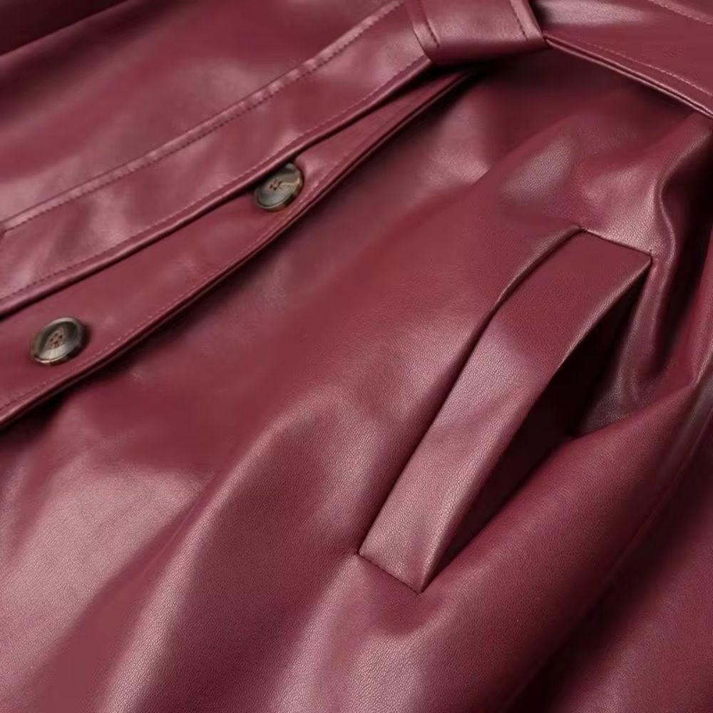 Marget Women's Leather Belted Coat