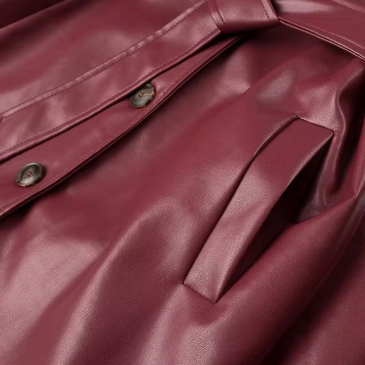 Marget Women's Leather Belted Coat