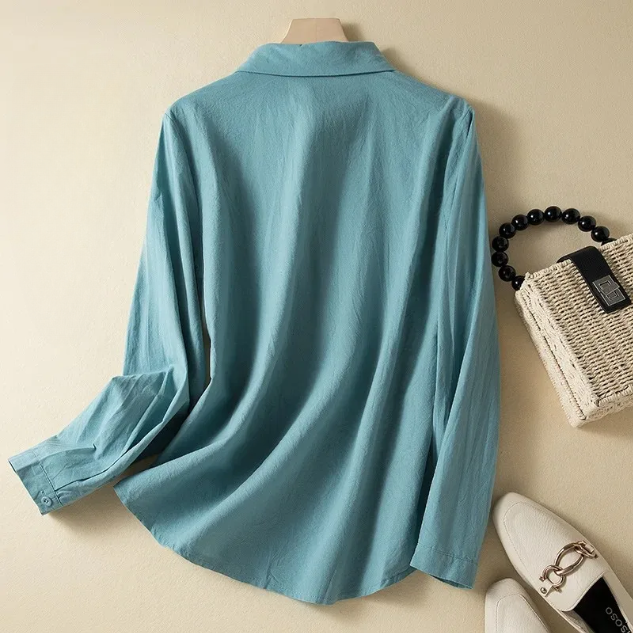 Natalia Embroidered Linen Dress Shirt