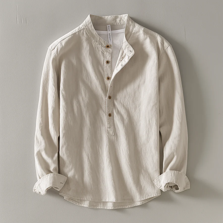 Shoreline Linen Henley Shirt